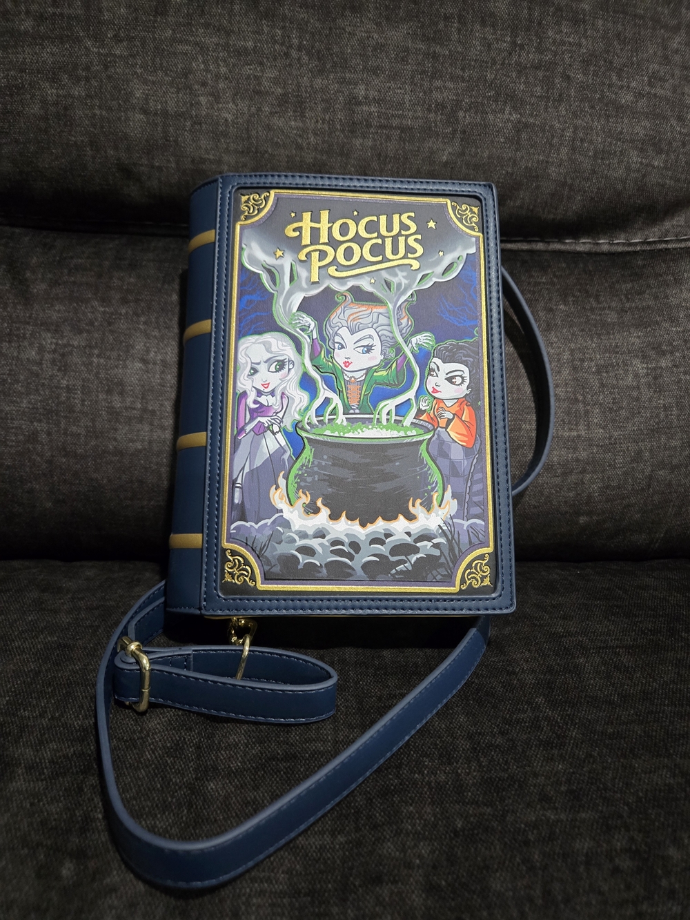 Loungefly Hocus Pocus Navy Crossbody Bag with Gold Accents - NWOT